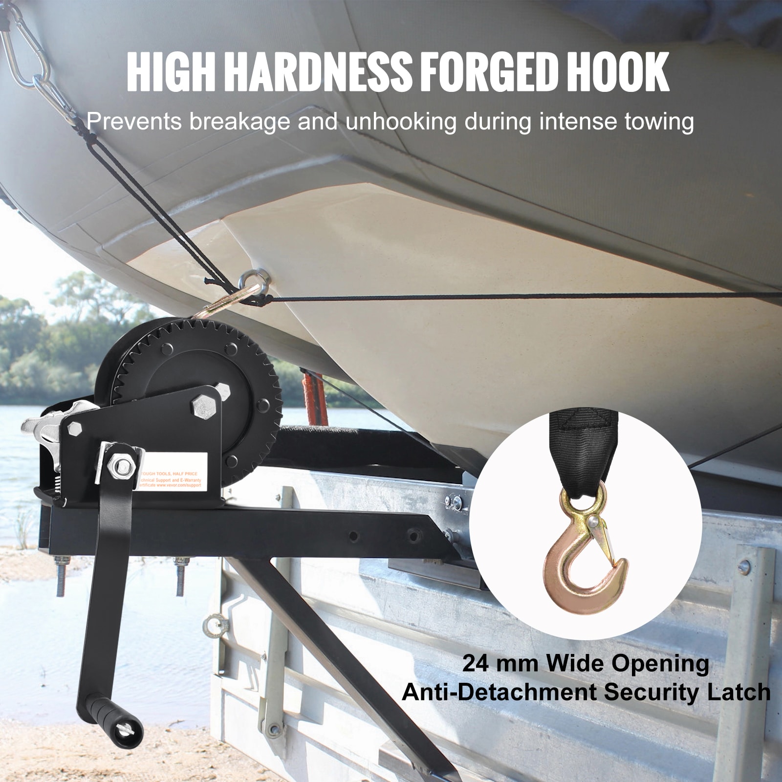 Manual Hand Winch With Polyester Strap For Boat And Atv Trailers_voghion.com